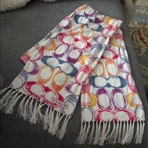 Coach Colorful Signature Pattern Silk Scarf